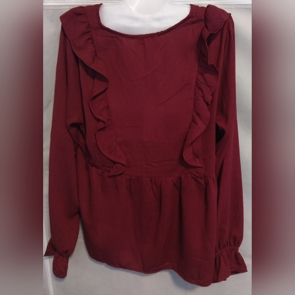 🍁🆕Andree By Unit Wine Ruffled Top - Picture 4 of 6